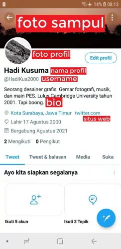 cara edit profil twitter