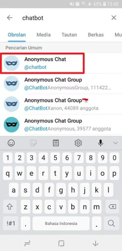 cara anonymous chat telegram