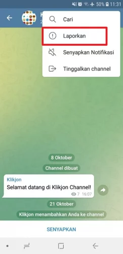 cara report channel telegram