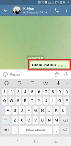 cara membuat tulisan bold di telegram