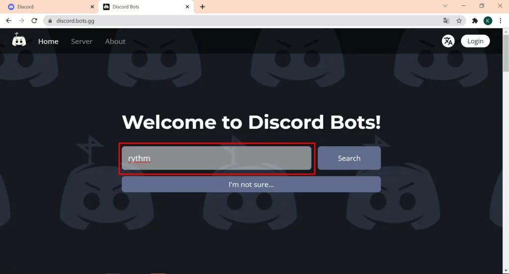 cara mencari bot Discord