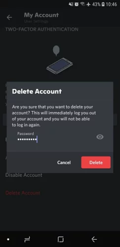 cara delete akun discord