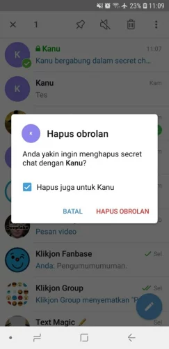cara menghapus secret chat telegram